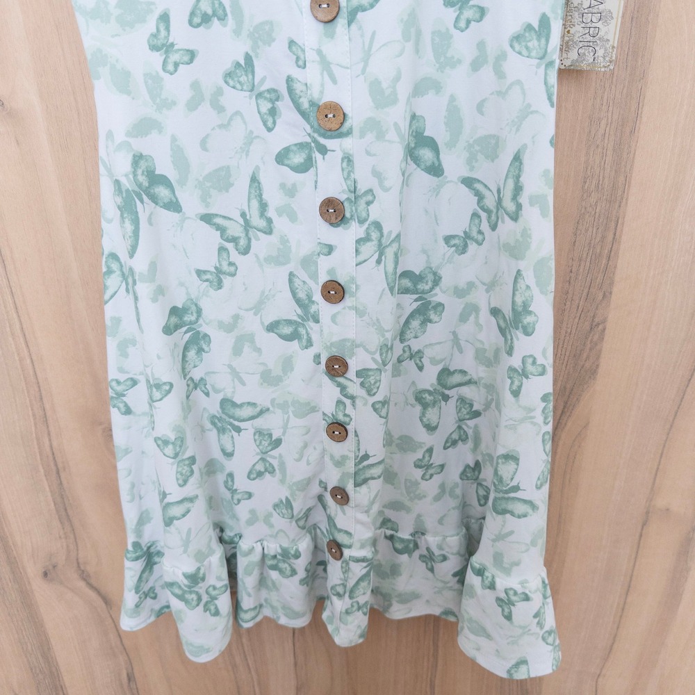 Derek Heart Butterfly Mini Dress M Green Button Front Cottage Fairy Coquette Y2K - Picture 4 of 9